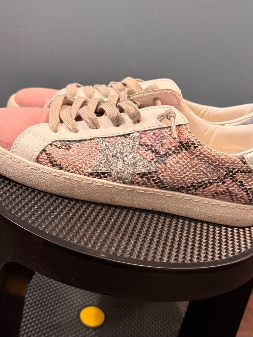 Vintage Havana Pink Snakeskin Glitter Star Sneakers